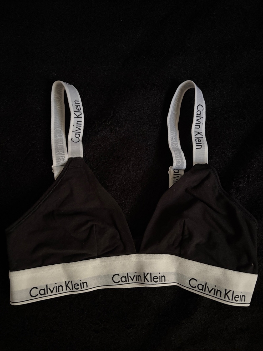 Calvin Klein Black Bralette with White Logo Band and Straps
